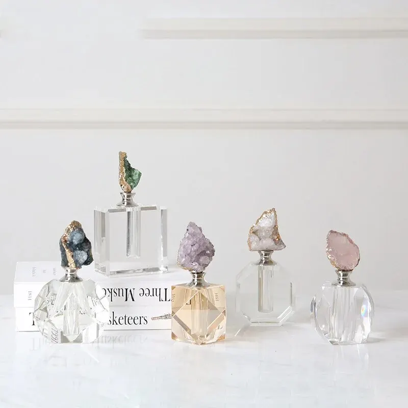 

Ins Nordic Electroplating Light Luxury Agate Perfume Bottle Home Hotel Fashion Crystal Crafts Model Room Jewelry Ornaments Fairy