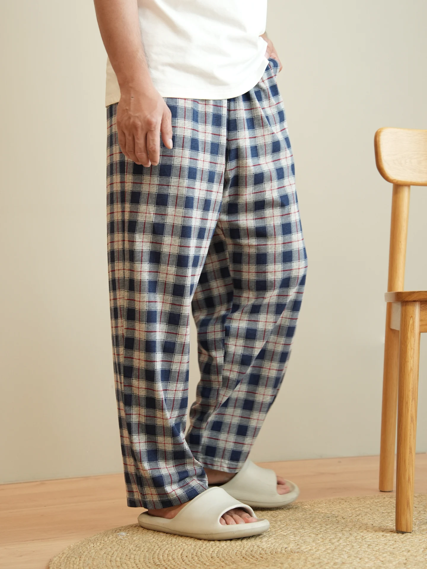 Couples Plaid Cotton Home Pants Loose Straight Leg Long Pants Men Women Can Wear Outdoor Sleepwear Four Seasons High Waist Lo...