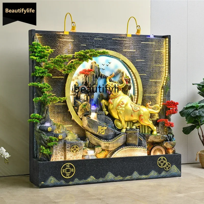 D80 Water curtain wall, screen, flowing water ornament, circulating water, courtyard, water landscape fountain, decorative gift.
