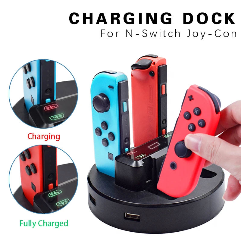 Portable Accessories For Nintendo Switch Controller Charger Dock Station For Switch Joycon Ac Adapter Support 4 Joy-con Charging