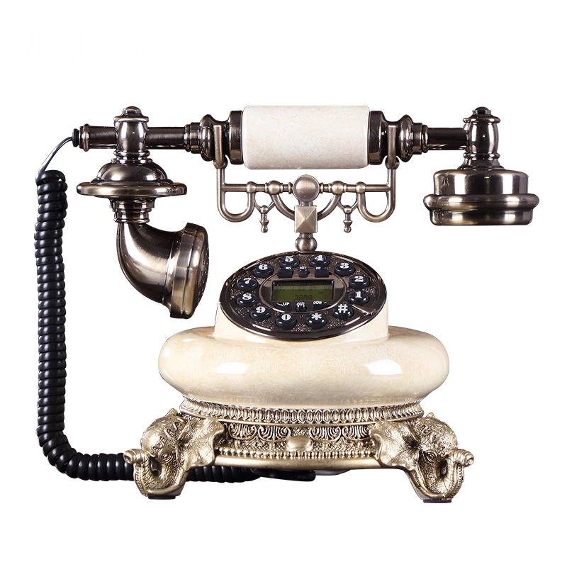 Vintage Telephone Button Dialing Hands Free Old Fashioned Landline with LCD Display for Home Cafe Office