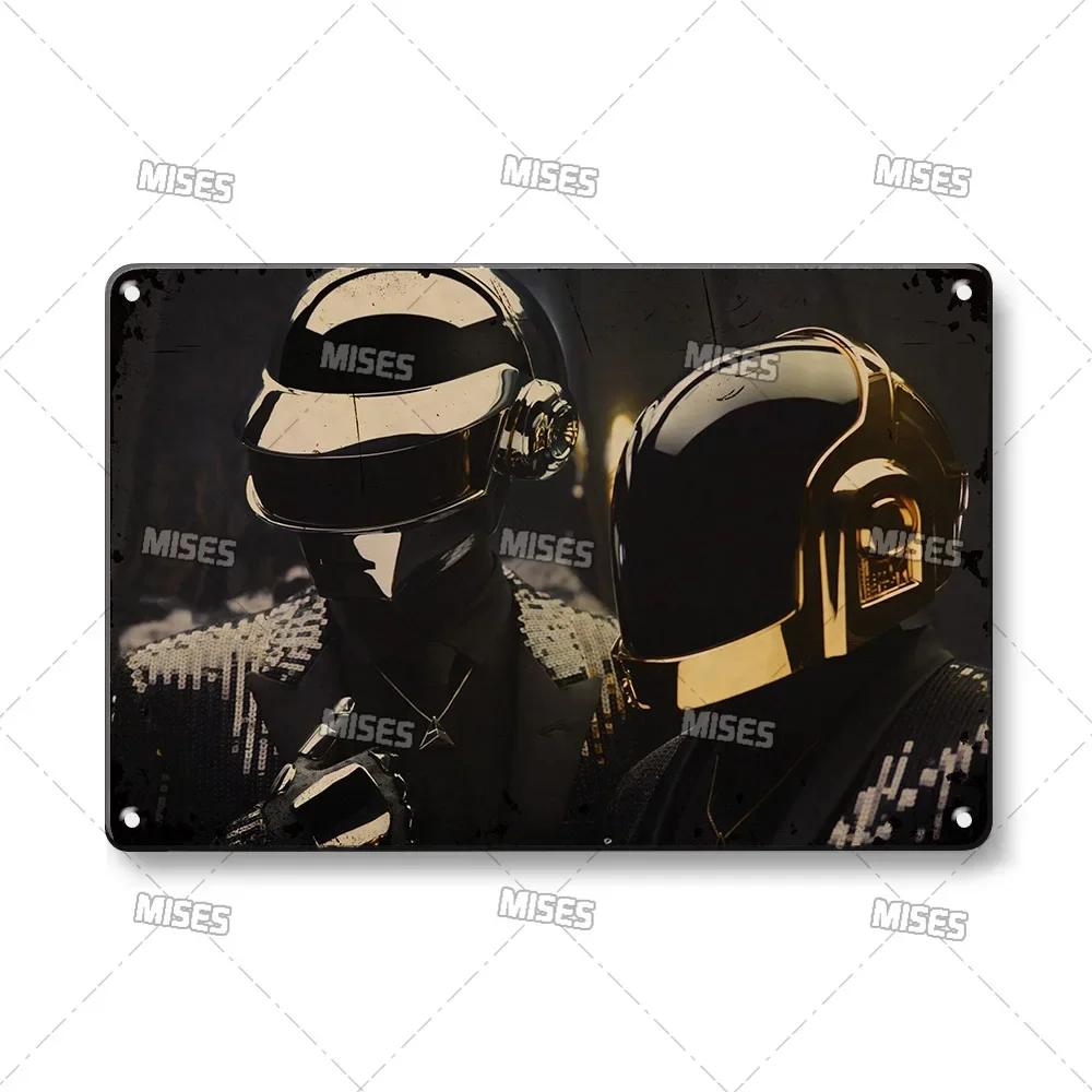 Mises daft punk banda metal estanho sinal cantor banda sinal de metal cartaz placa de metal homem caverna estúdio café placa de metal decoração industrial