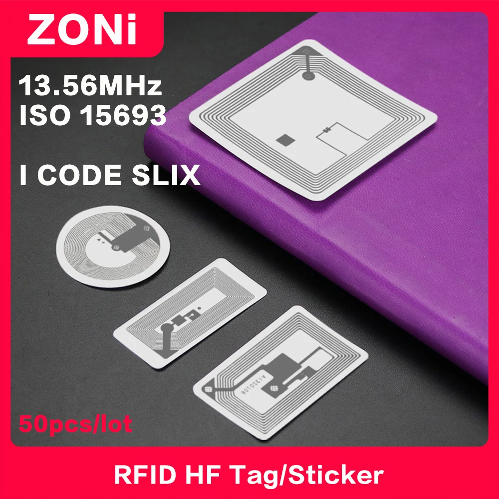 

RFID HF-метка I CODE SLIX Chip Смарт-теги Книжная этикетка NFC-наклейка 13,56 МГц ISO15693, высокочастотные электронные метки, высокое качество, 50 шт.