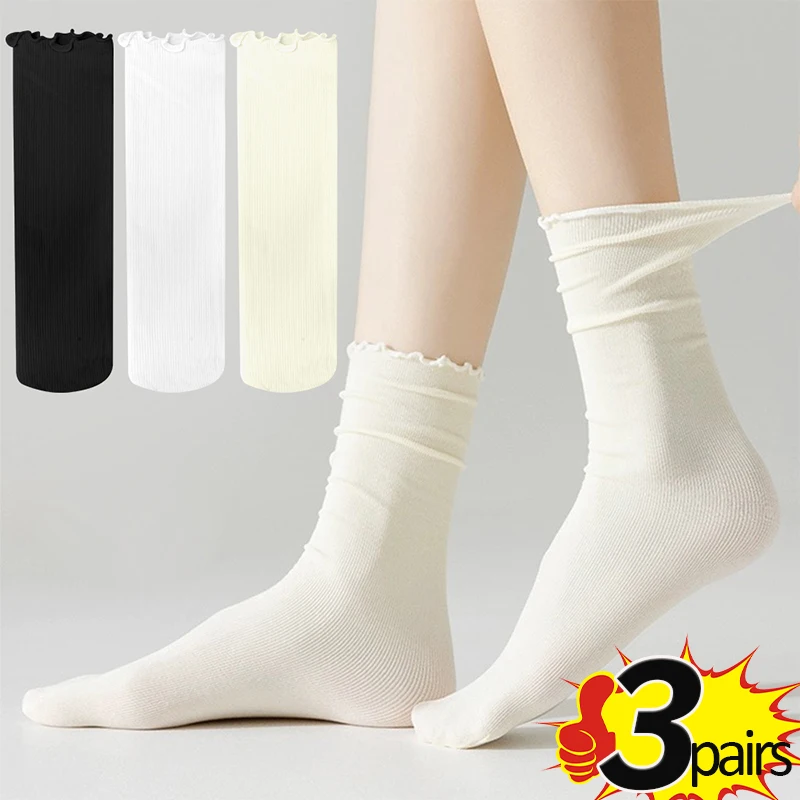 

Ультратонкие носки из ледяного шелка до середины икры, летние крутые простые женские носки, однотонные черно-белые носки из ледяного льда, ворсовые женские носки
