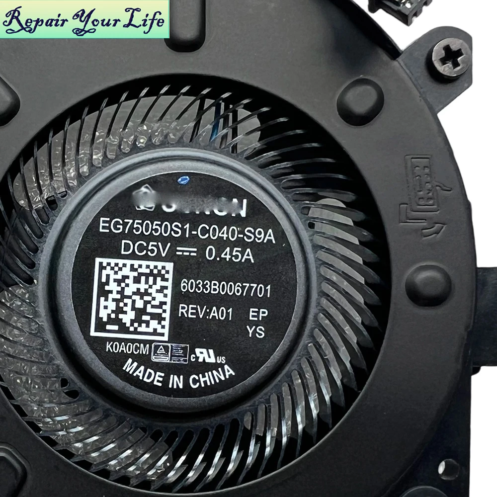 Notebook Cooler Radiator CPU Fan For HP EliteBook 830 835 836 G5 G6 730 735 G5 G6 EG75050S1-C040-S9A 6033B0067701 L60624-001 5V