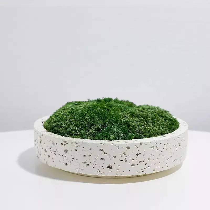 シンプルでモダンな黒い植木鉢飾り、人工苔の緑の植物装飾、リビングルーム、デスクトップ、ホテル、不滅の苔の飾り