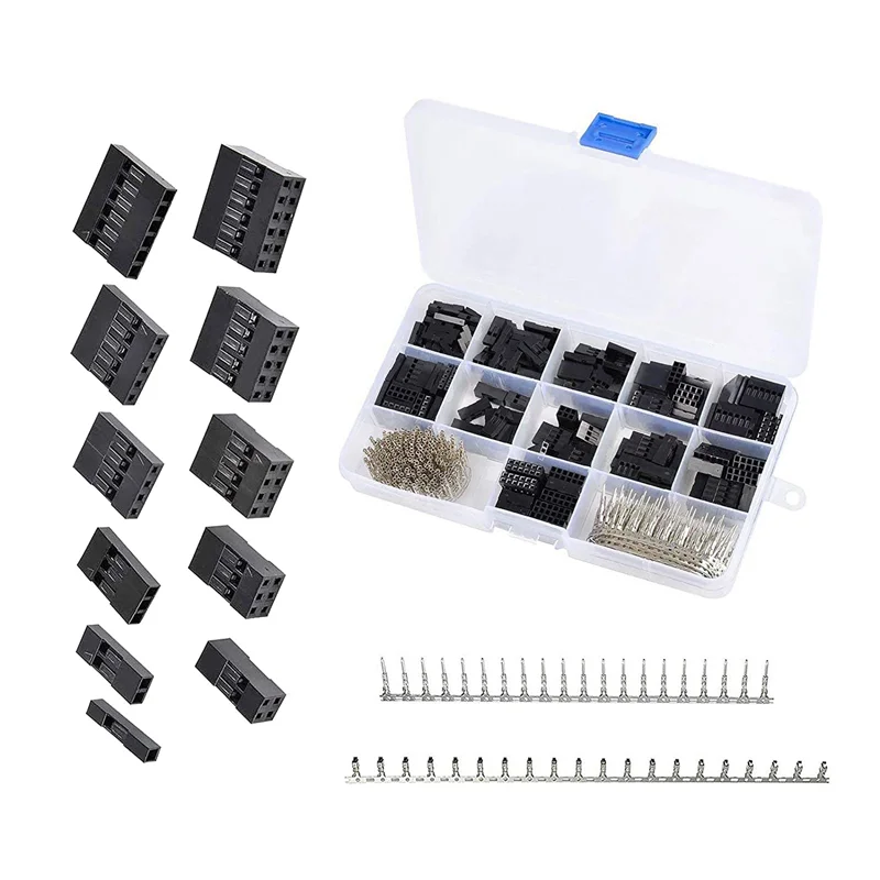 

620Pcs Dupont Connector Kit With Wire Crimper Plier 2.54Mm Pitch 1/2/3/4/5/6 Pin JST SM And 2.54 Mm JST XH Male/Female-ABQU