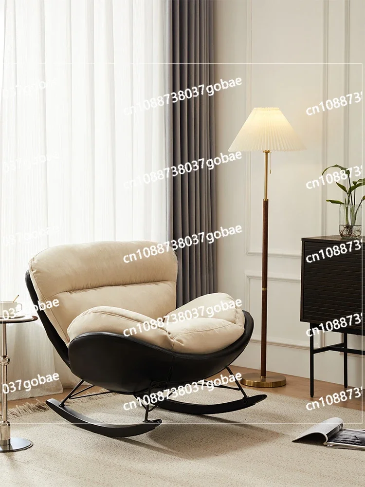 Leisure Living Room Home Bedroom Egg Shell Modern Lazy Rocking Chair Small Apartment Sofa Wood Recliner