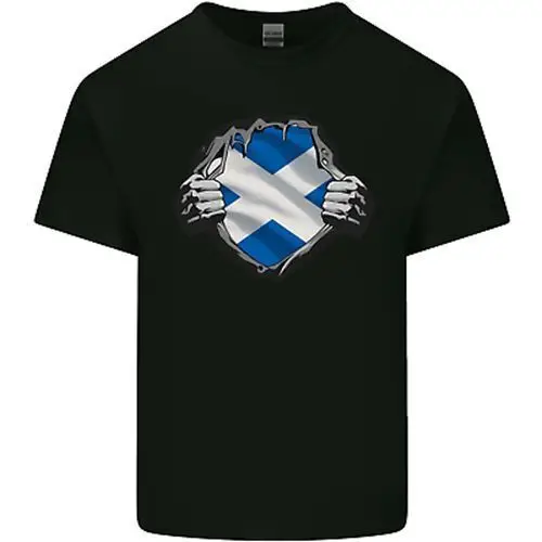 Scottish Flag Ripped Torn Gym Scotland Mens Cotton T-Shirt Tee Top