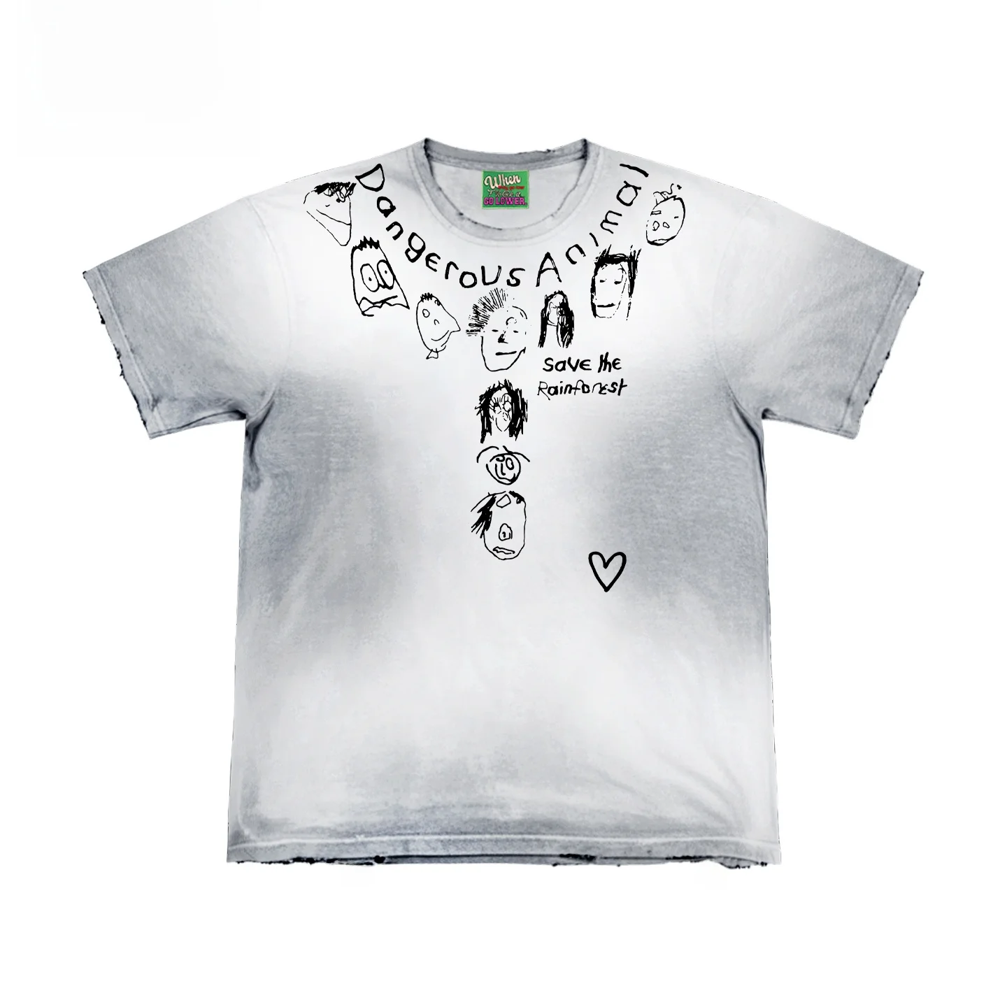 ウォッシュドアウトグラフィティスケッチパンクスタイル半袖tシャツ　興味深いソウルサブカルチャーファッション　中国メーカー　2026年春
