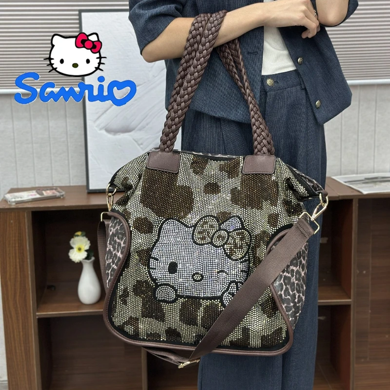 

Hello Kitty Luxury Rhinestone Handbag Women's Shoulder Bag Large Capacity Versatile Tote Trendy Casual Travel Crossbody Purse