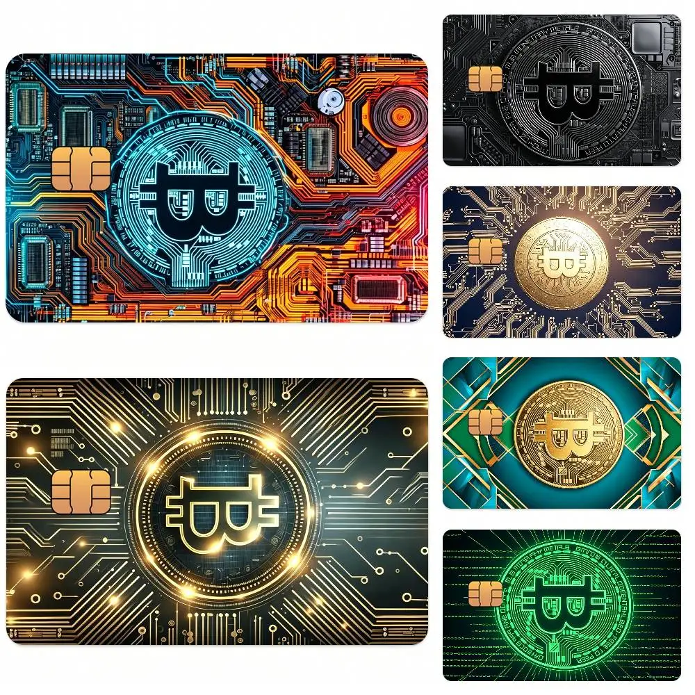 Fashion B-Bitcoin Logo Card Stickers for Bank Access Protective Waterproof Film Cover Sticker Surprise Gift