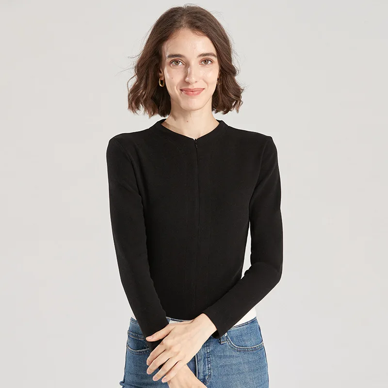 Tesco Half Turtleneck Women Base Layer Shirt Long Sleeve Zip-up Warm Shirt For Winter Wear Slim Fit Thermal Female Tops Clothes