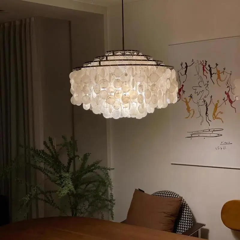 

Shell Chandelier Gold Chrome Luxury Chandeliers for Restaurant Living Room Hotel Hall Hang Lamp Homestay Seaside Vacation Lustre
