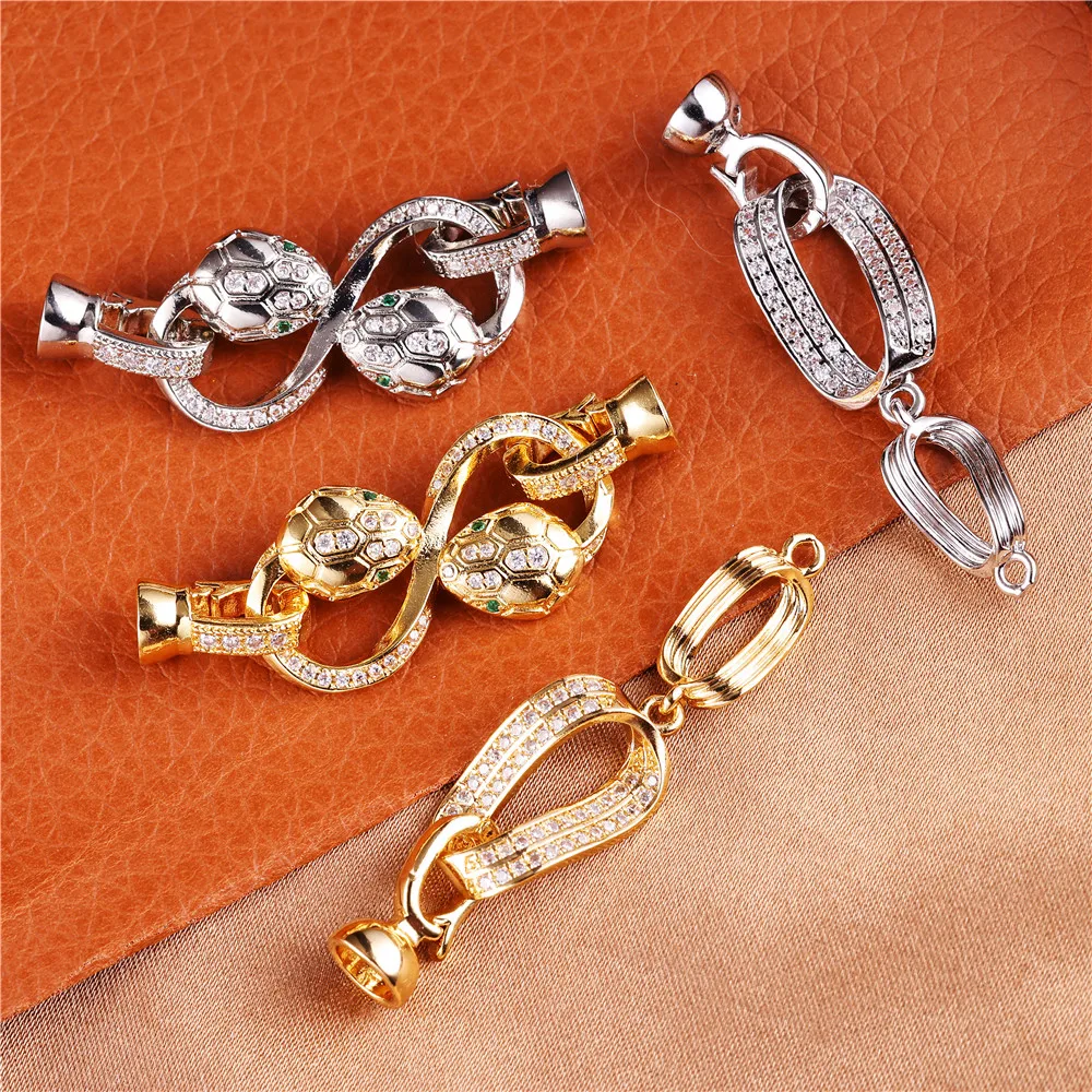 JUYA Gold Plated Micro Pave Zircon Connector Pendant Bail Clasp Multi-layer Ring Jewelry Findings DIY Handmade Making Accessorie