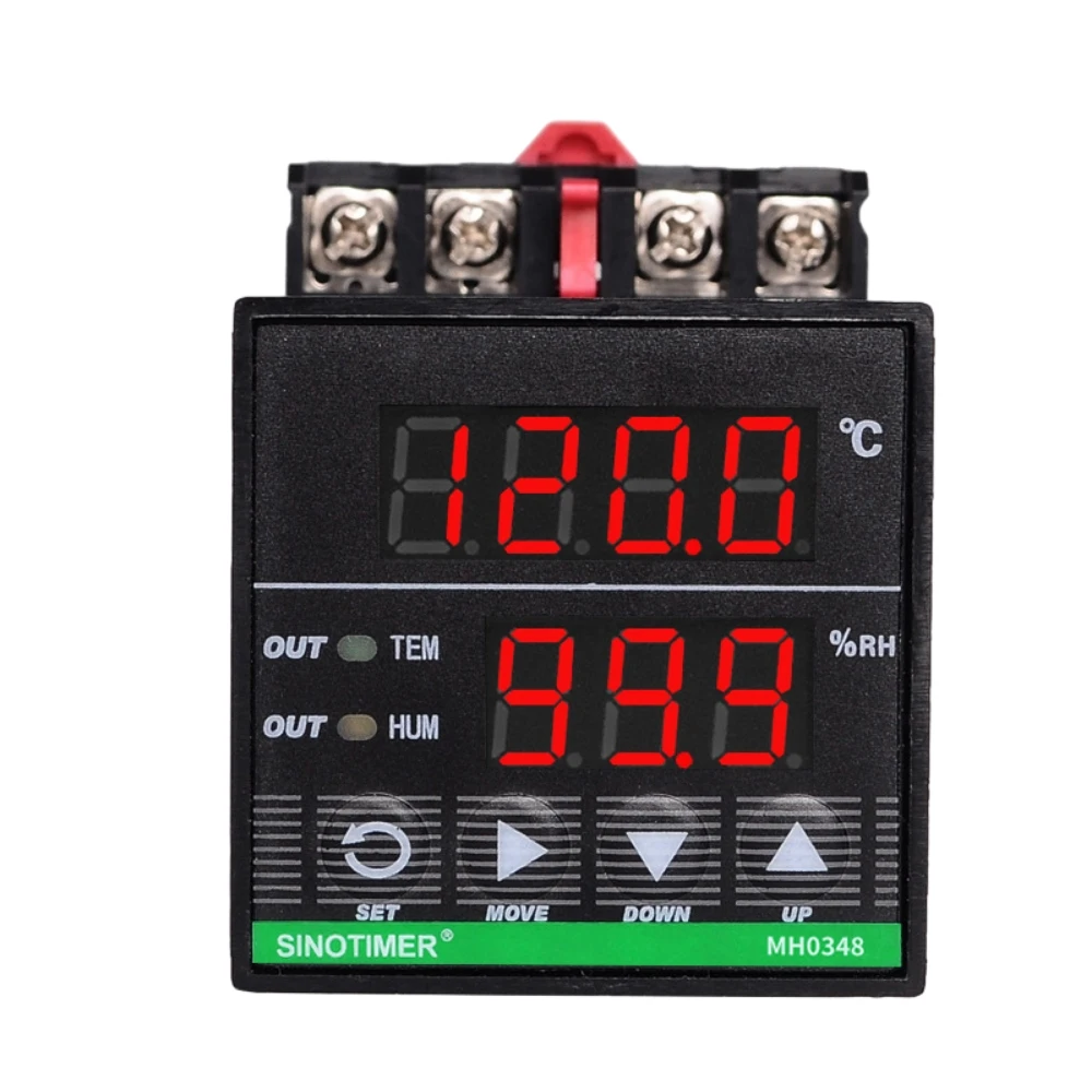 Intelligent Digital Temperature and Humidity Controller 3m Sensor Cable 48*48mm Din Rail Mounted for Breeding and Incubation