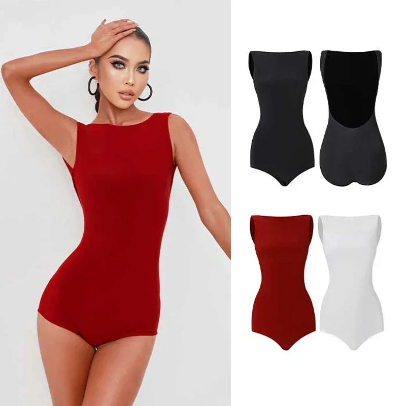 

Summer Latin Dance Leotards Backless Dance Clothes Women Gymnastics Dance Tops Adult Latin Training Wear Red Black Tops DNV16043