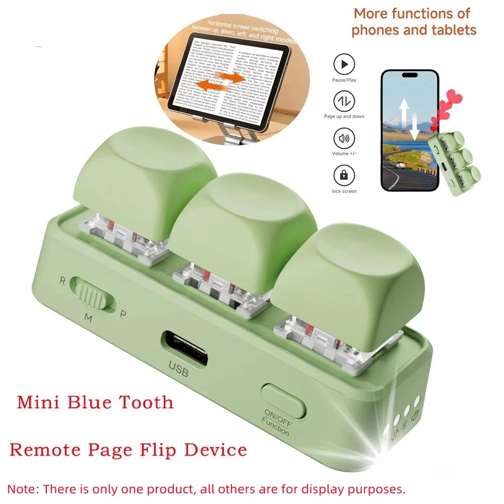 Multi-functional Keyboard Page Turner Short Video Slide PPT PDF Page Flipping Music Switch Take Photos Blue Tooth Remote Control