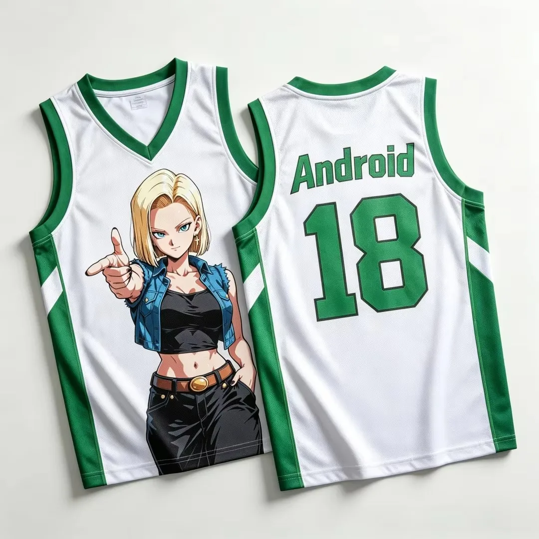 2026 New Arrival Dragon Ball Women Basketball Vest Android 18 Graphic Print Contrast Edge Breathable Sleeveless Sport Jersey - view 2