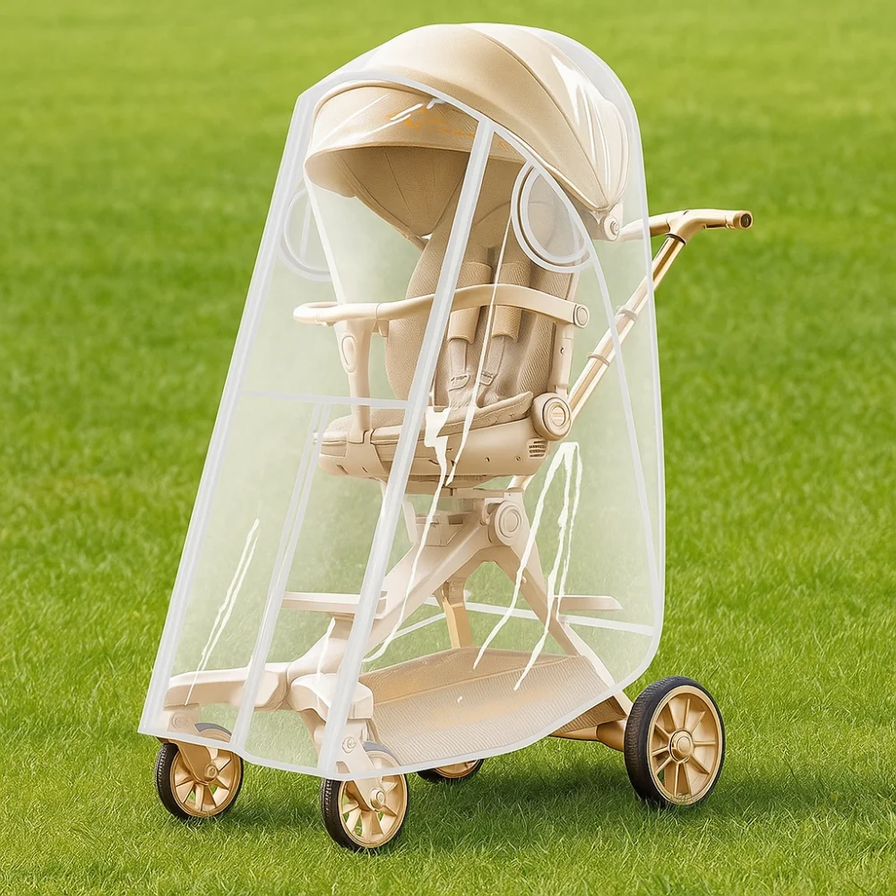 

Transparent Baby Strollers Rainproof Cover Waterproof Travel Baby Pram Rain Cover Windproof Nobstructed View Pushchair Raincoat