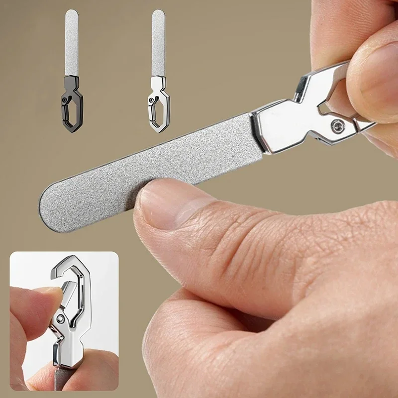 

Double Sided Nail Files Stainless Steel Nails Polishing File Strip with Keychain Portable Manicure Pedicure Toenail Care Tools