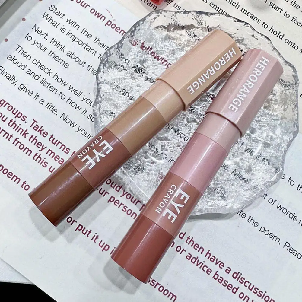 Vier-farbe Lidschatten Stift Liegen Seidenraupe Hochglanz Eye Shimmer Stick Lidschatten Erde-farbe Perle Faul schatten Bleistift V3S3