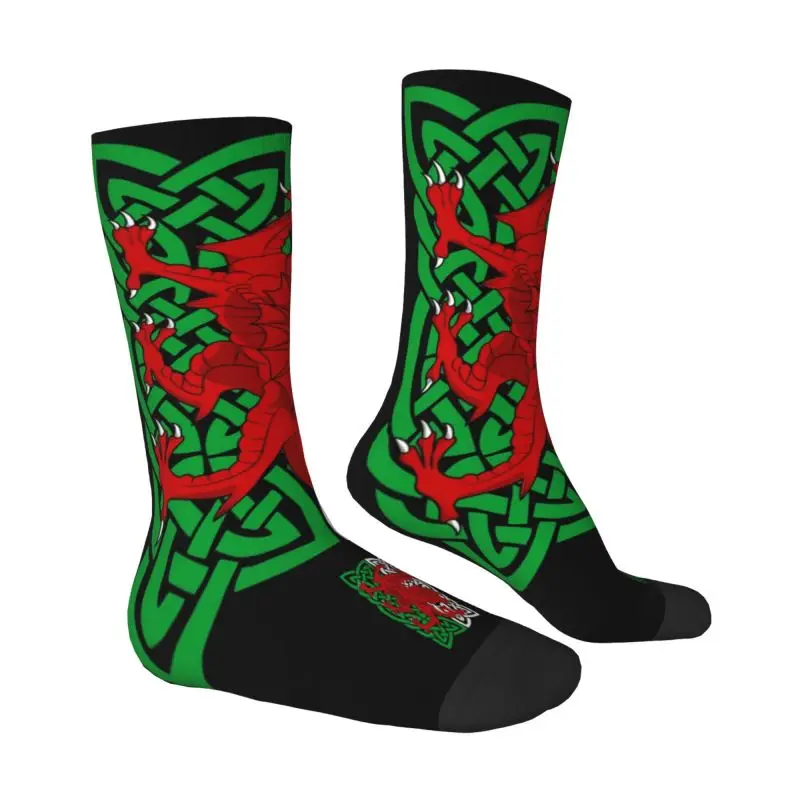 Rode Draak Wales Cymru Vlag Mens Crew Sokken Unisex Schattige 3d Print Welsh Trotse Jurk Sokken