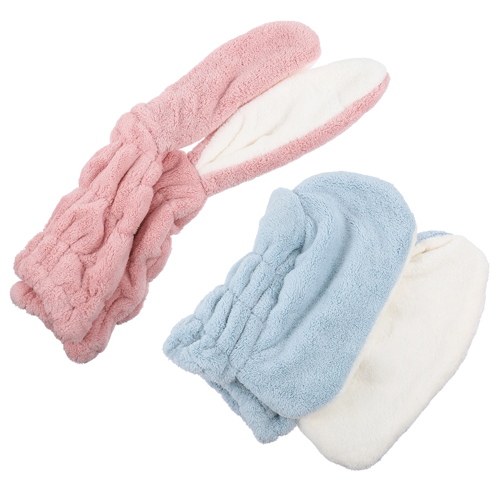 

2 Pcs Absorbent Hair Drying Cap Water Hat Shower for Women Bath Travel Coral Fleece Funny Small Cute