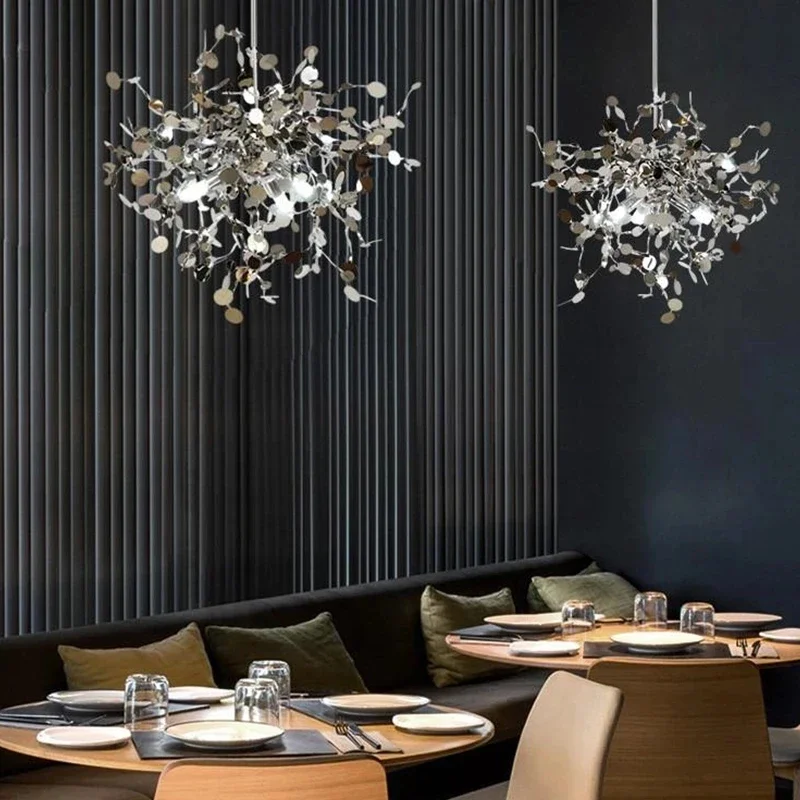 Modern Pendant Lights Stainless Steel Shade Dining Room Chandeliers Led Luminaire Suspendu Restaurant Living Loft Light Fixture