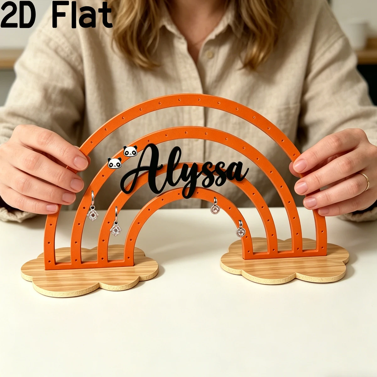 1 pieza de soporte para pendientes de madera y acrílico de estilo nórdico personalizado: organizador de joyas de madera, regalos de decoración para fiestas de cumpleaños y bodas para el hogar y amigos.