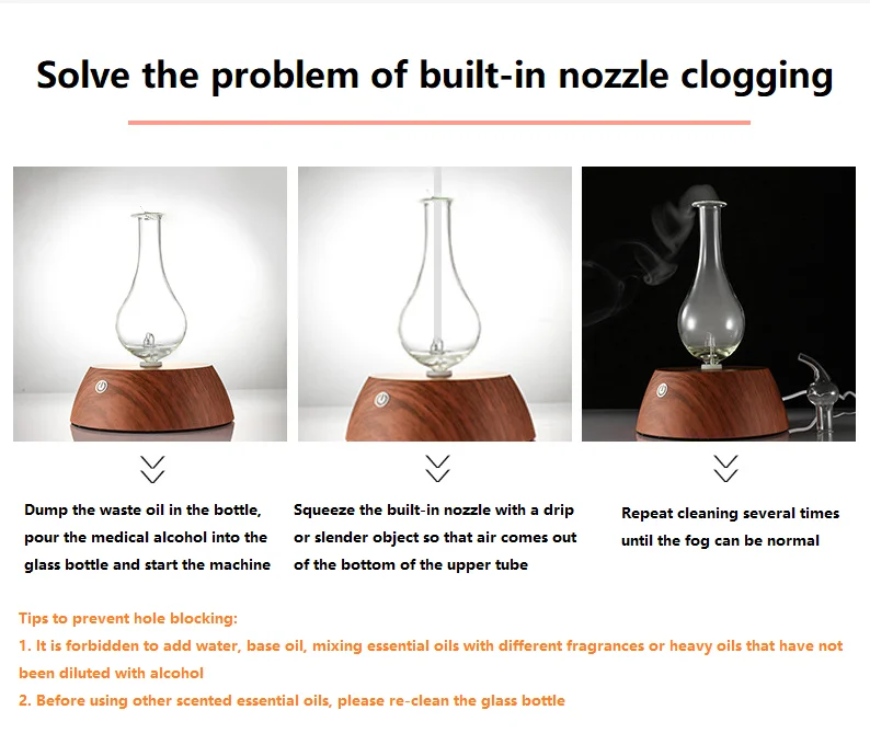 유리 저장소 분무기, 순수 에센셜 오일, 아로마 테라피 디퓨저, 아로마 가습기, 100-240V, 50ml
