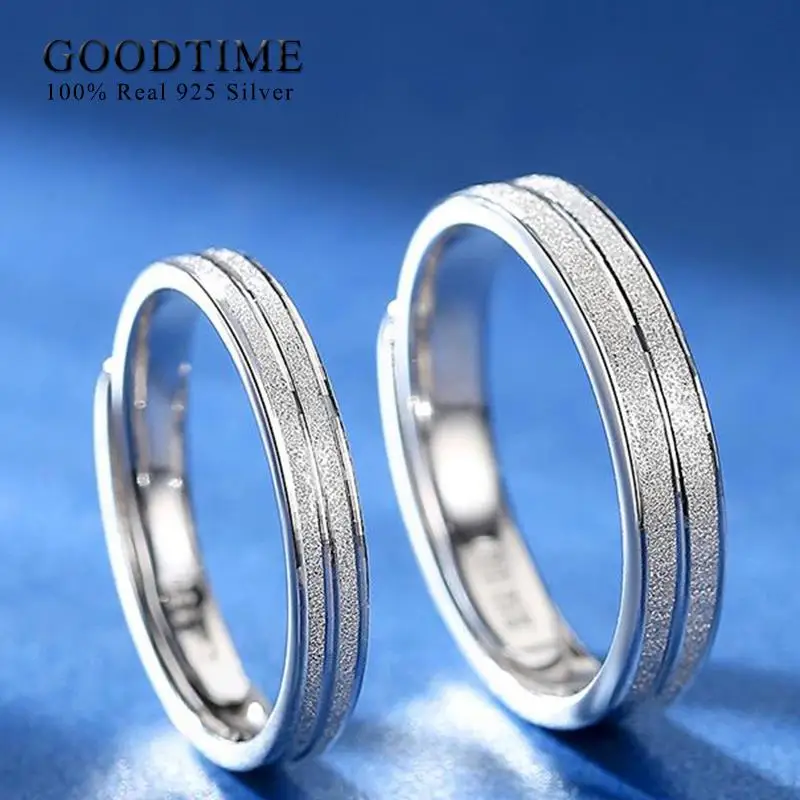 Luxury Frosting Ring Pure 100% 925 Sterling Silver Couple Ring Anniversary Jewelry Engagement Wedding Band Gift For Women Man