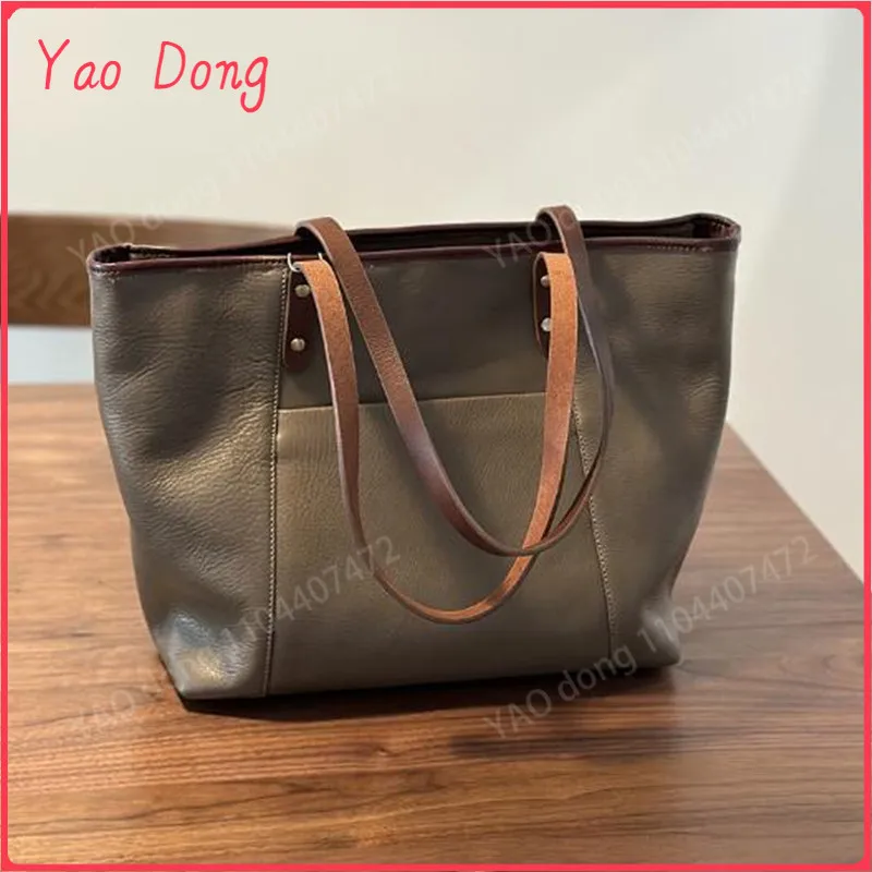 Yao Dong bolso de compras capa de cabeza de piel de vaca 2024 Otoño/Invierno bolso de cuero para mujer bolso de hombro de piel de vaca con pasta de árbol para ir al trabajo