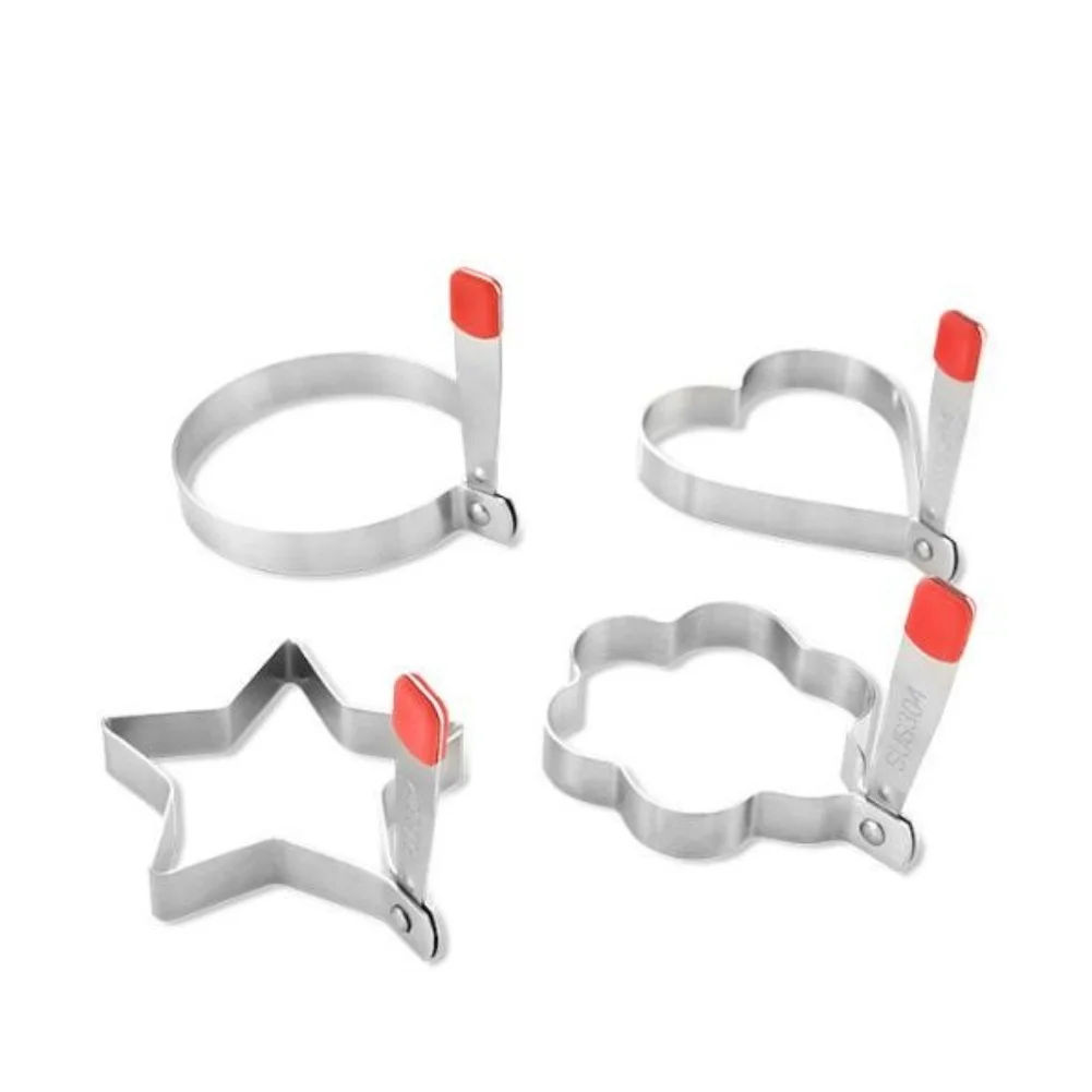 Creative Egg Shapes Maker Egg Slicer Breakfast Shaper Silver Egg Slicer 304 Stainless Steel Heat Resistant Handle