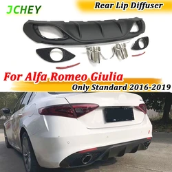 Rear Lip Diffuser Spoiler With Steel Exhaust for Alfa Romeo Giulia Standard 16-19 Sport PP Material Rear Bumper Guard Protector