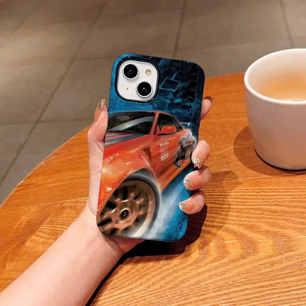 تحتاج إلى سرعة جراب هاتف آيفون 17 16 15 14 13 12 برو ماكس بلس لامع HD طبقة مزدوجة السائل الخلفي فيلم قشرة صلبة