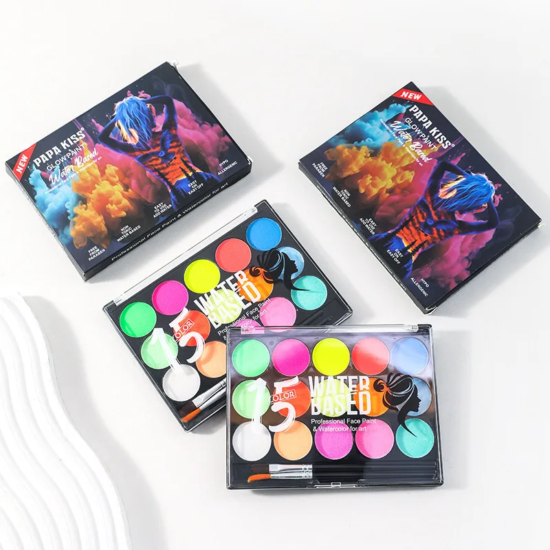 15 لونًا من طلاء الوجه والجسم بالدم المزيف، مجموعة مكياج للهالوين ذات تأثيرات خاصة احترافية مع شمع ندبة لنمذجة الجرح