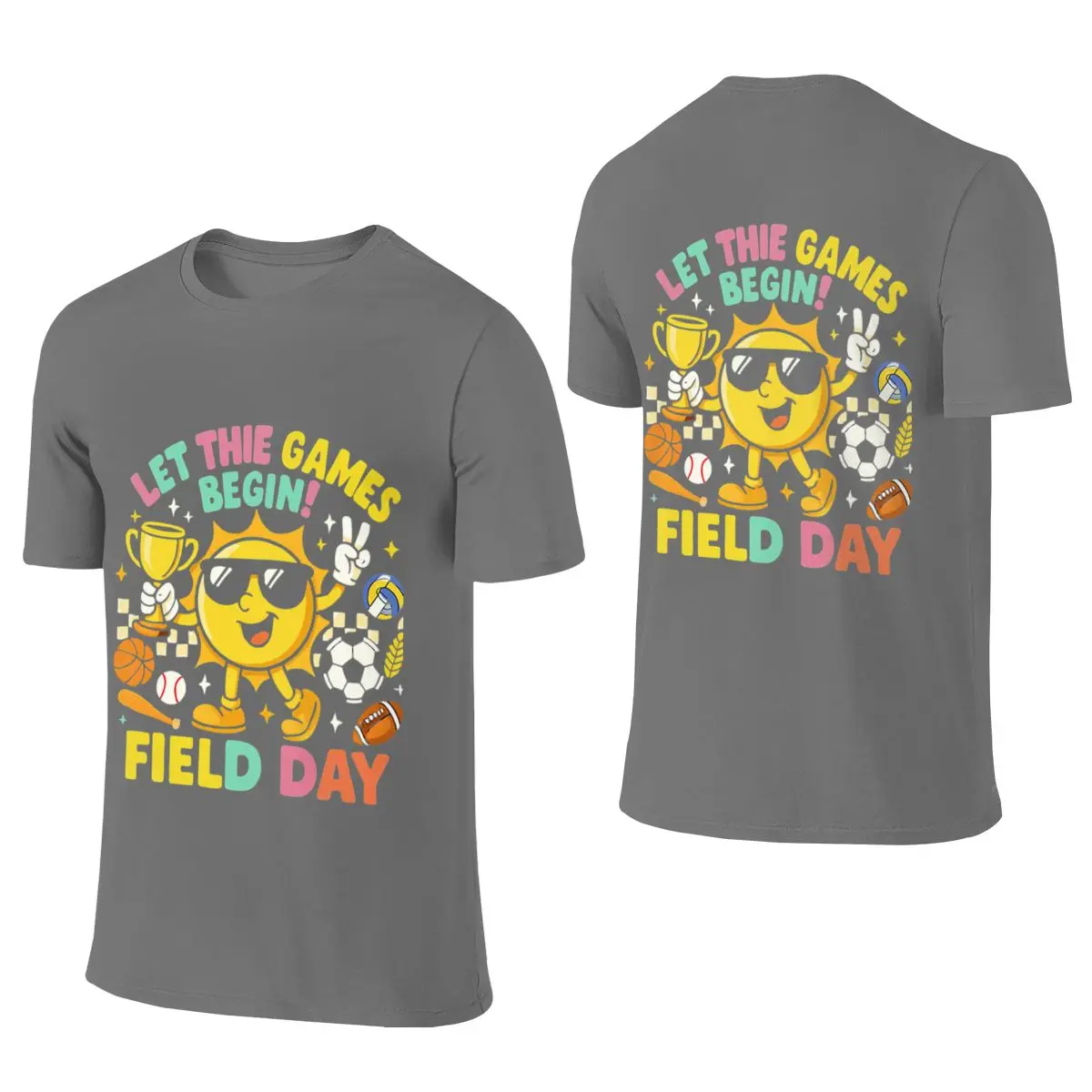 Let The Games Begin Field Day Sweat-Absorbing Reversible T-shirt Fresh And Versatile Korean Atmosphere Tee