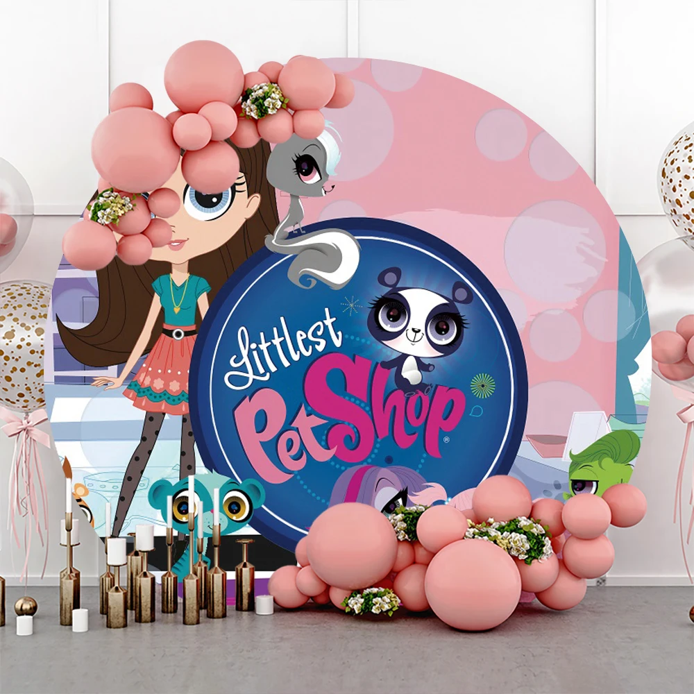 

Hasbro Littlest Pet Shop Baby Shower Round Circle Photo Backdrop Background For Photography Birthday Party Supplies Props Poster