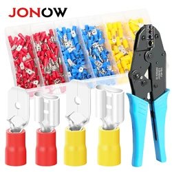 260PCS 6.3mm Spade Crimp Terminal Wire Connectors Male Plugs And Female Sockets Connection Electrical Cables Insulated Wiring