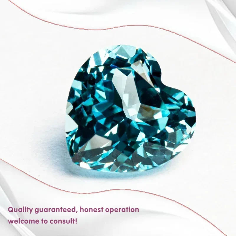 

J-Lab Grown Sapphire Heart Cut Aquamarine VVS1 Gemstone for Charms Diy Jewelry Making Necklace Ring Selectable Certificate