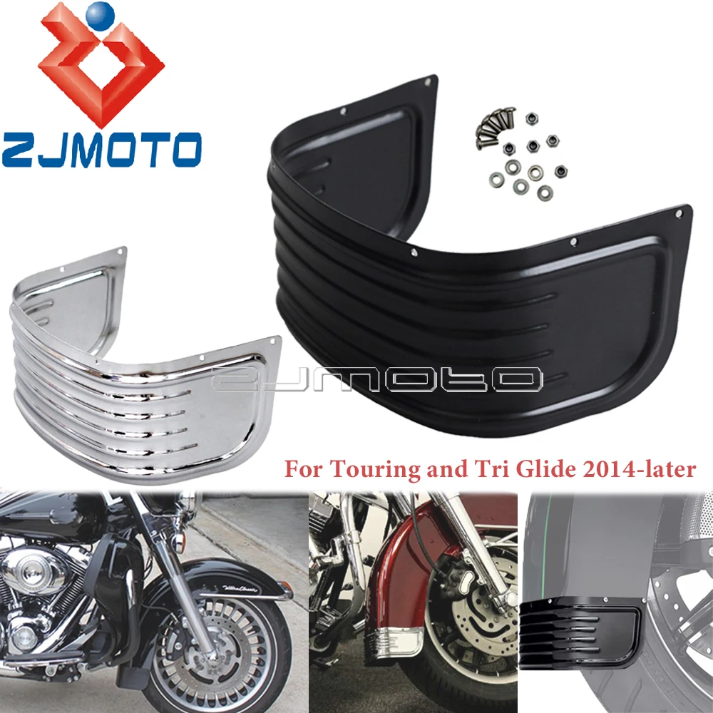 

Steel Motorcycle Front Fender Skirt Trim For Harley Touring Tri Glide Road King FLHR 14-up Mudguard Extension Splash Cover Trims