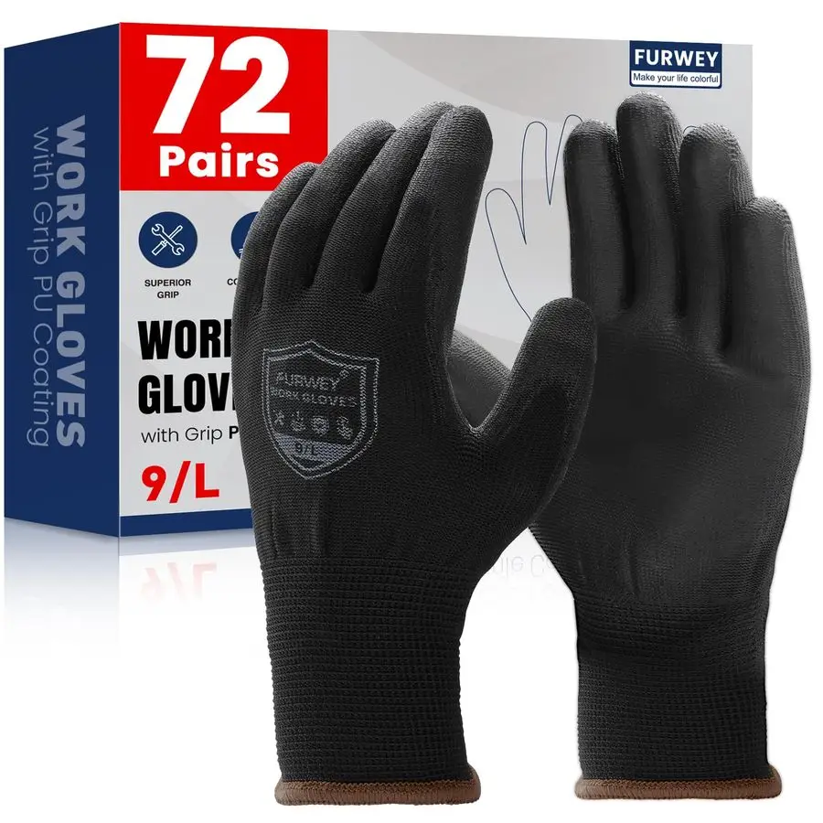 

Work Gloves16 32 Pairs, Micro Foam Nitrile Coated Glove,Seamless Knit Nylon Gloves for Men WomenSXL