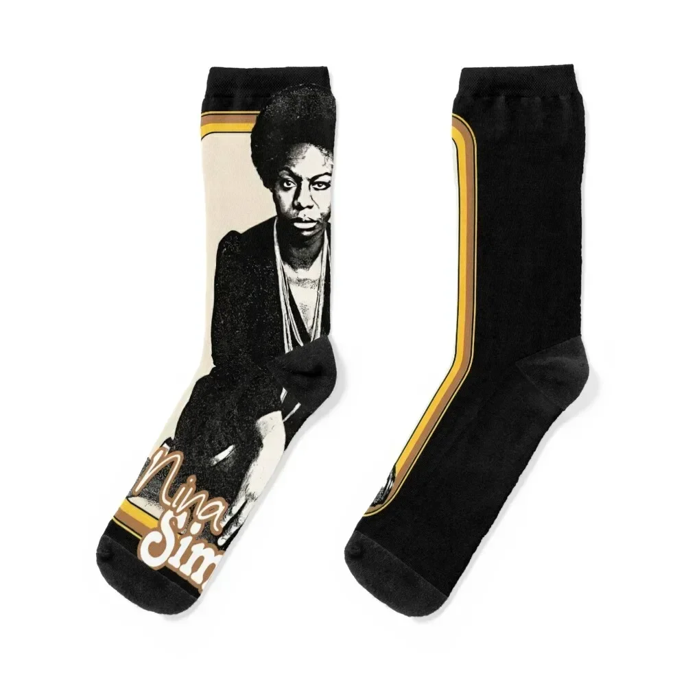 

Nina Simone __ Original Retro Fan Art Design Socks Hiking boots Run custom basketball Women Socks Men's