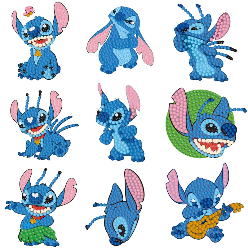 Stitch Cartoon DIY Diamond Painting Stickers Kits for Kids 5D Diamond Art Diamond Mosaic Stickers by Numbers Kits for Children