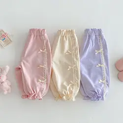 2025 Spring Baby Girls Pants Toddler Loose Bloomers 0-5Year Kids Girls Bows Casual Trousers