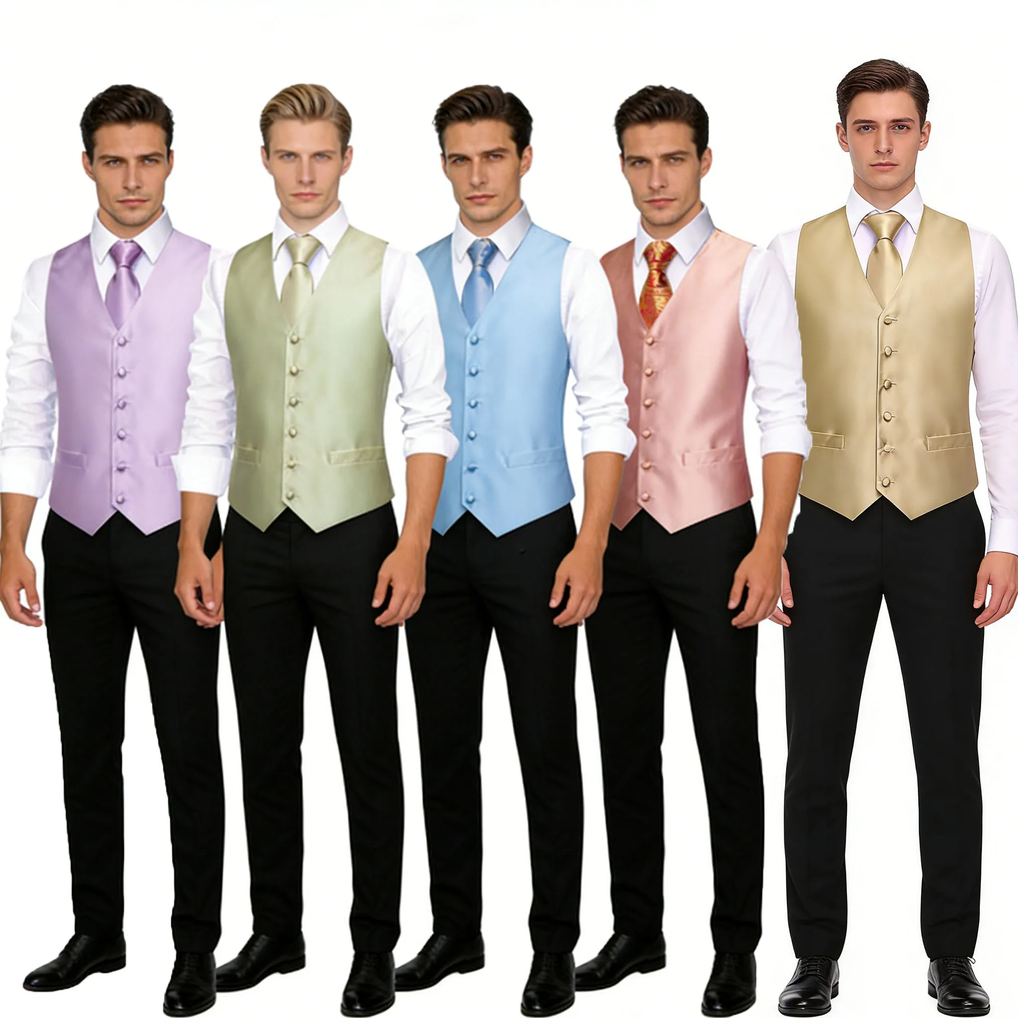 

Элегантный комплект из атласного жилета и галстука для мужчин – 6 цветовых вариантов, идеально подходит для свадеб, официальных мероприятий, смокингов.