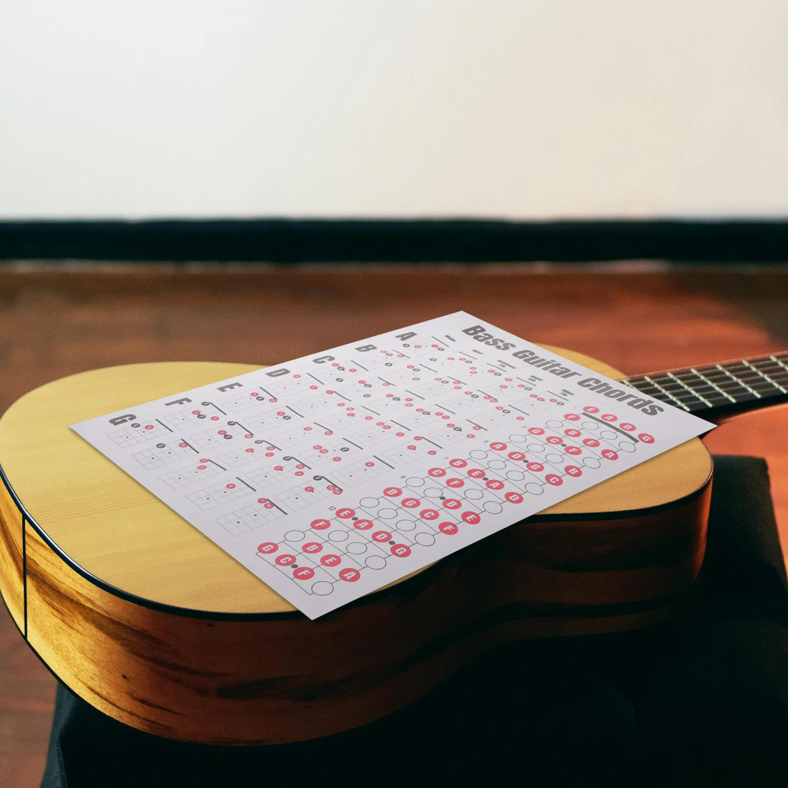 

Guitar Chord Diagram Bass Poster Chords Chart Learning Guide for Beginner Scale Reference