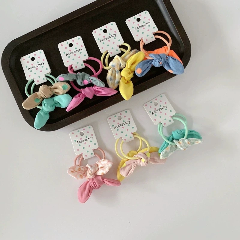 

Cute Dot Print Bow Hair Tie for Girls Elastic Hair Bands Baby Hair Accessories Ponytail Holder Children Cotton Bowknot Scrunchy