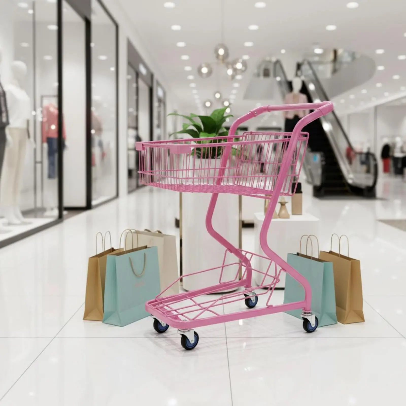Two-Level Shopping Shopping Basket Sturdy Duty Metal Shopping Trolley Retail Supplies Versatile for Supermarket